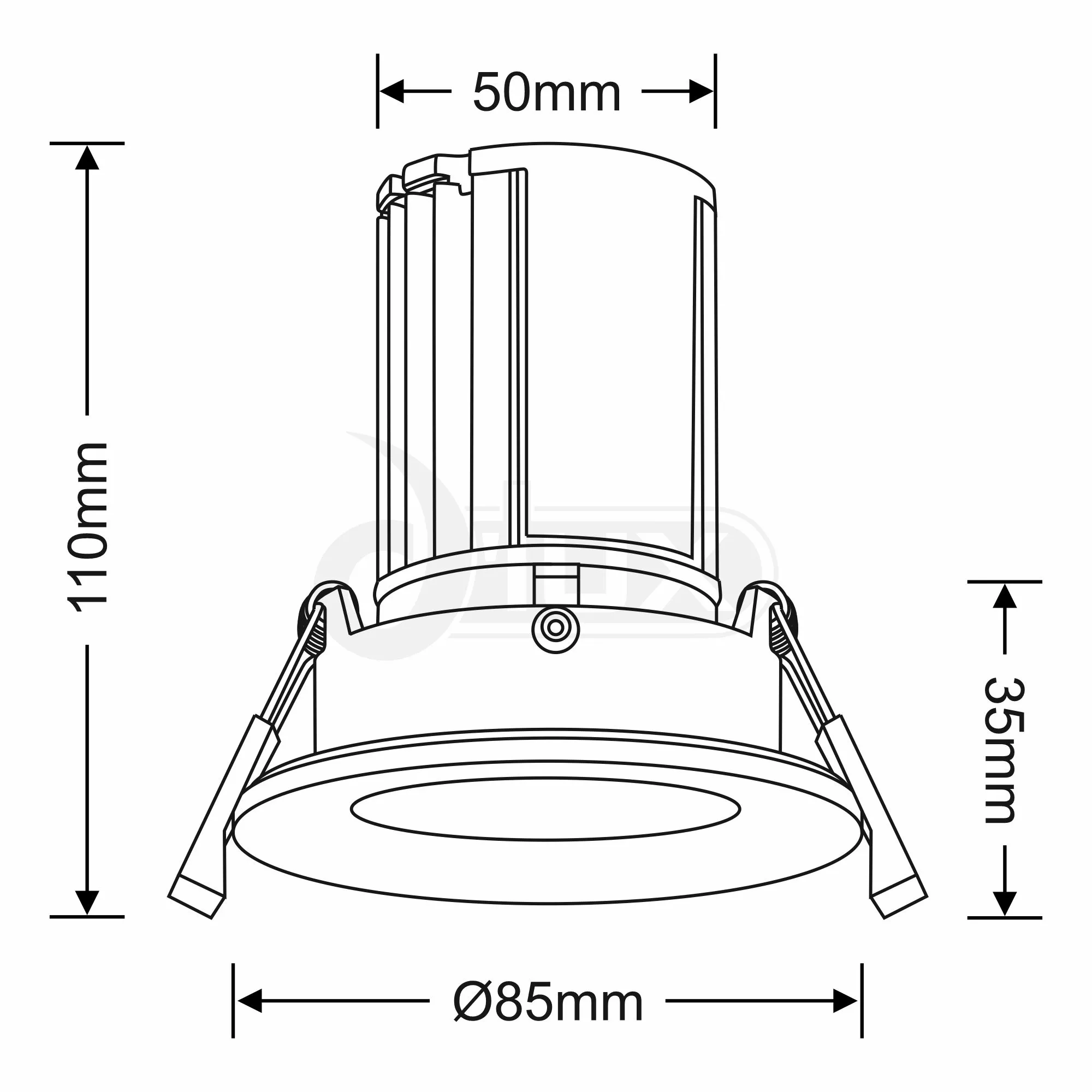 Bruve 10 Tridonic Powered 10W 2700K 710lm 36° CRI>90 LED Engine Polished Chrome Fixed Round Recessed Downlight, Inner Glass cover, IP65 DM200774  Dlux Bruve 10 IP65